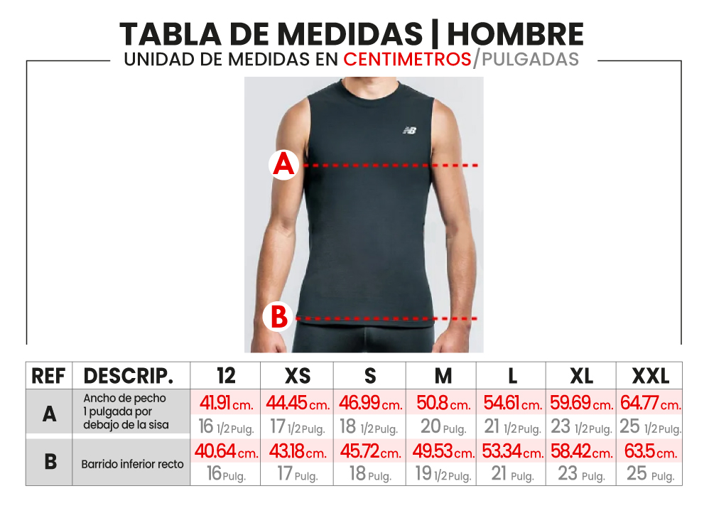 Tabla de tallas camiseta hombre