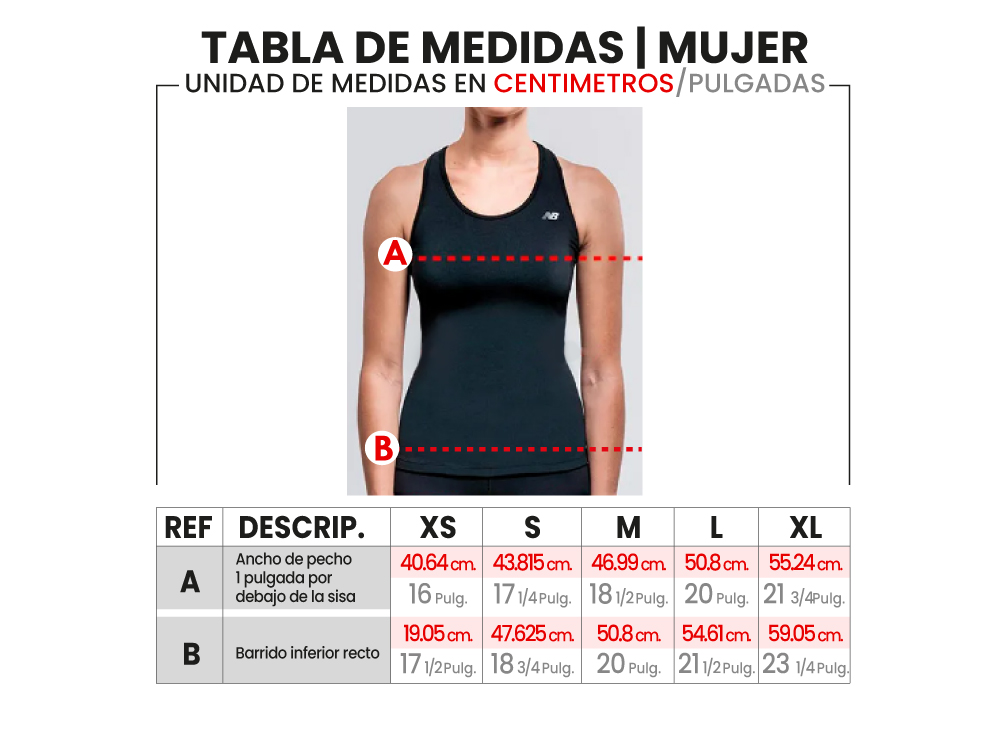 Tabla de tallas camiseta mujer